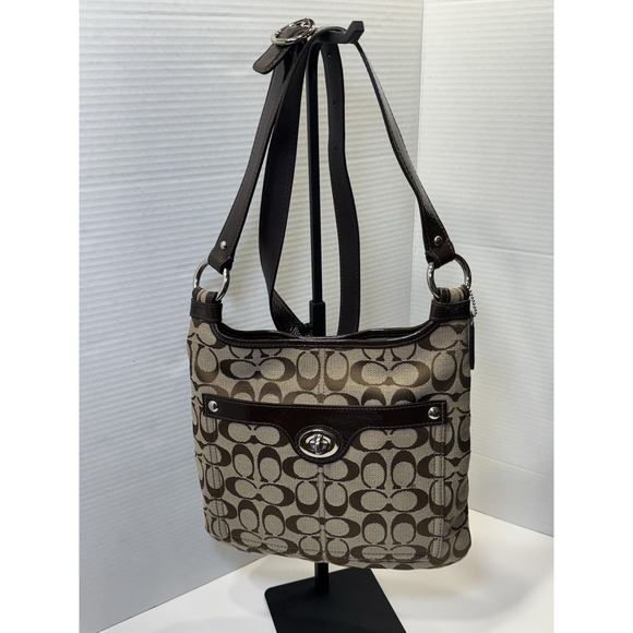 EUC COACH‎ Penelope Signature Hippie Canvas/Leather Brown/tan Crossbody Bag - Picture 1 of 11